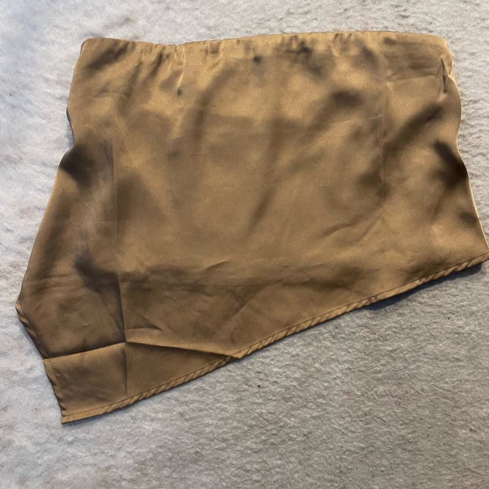 Asymmetrical Strapless Brown Top